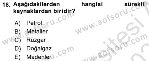 Tarım Ekonomisi Dersi 2020 - 2021 Yılı Yaz Okulu Sınav Soruları 18. Soru