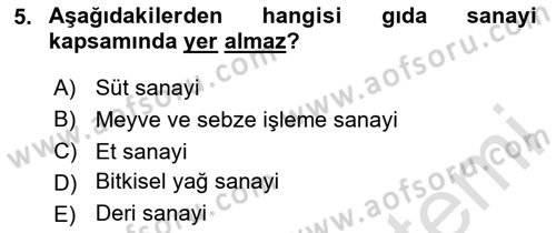 Tarım Ekonomisi Dersi 2020 - 2021 Yılı Yaz Okulu Sınav Soruları 5. Soru