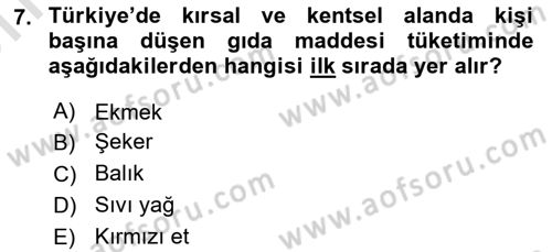 Tarım Ekonomisi Dersi 2021 - 2022 Yılı (Vize) Ara Sınavı 7. Soru