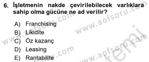 Tarım Ekonomisi Dersi 2021 - 2022 Yılı (Final) Dönem Sonu Sınavı 6. Soru