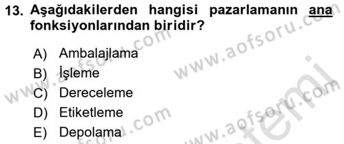 Tarım Ekonomisi Dersi 2021 - 2022 Yılı Yaz Okulu Sınav Soruları 13. Soru