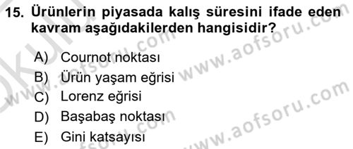 Tarım Ekonomisi Dersi 2021 - 2022 Yılı Yaz Okulu Sınav Soruları 15. Soru