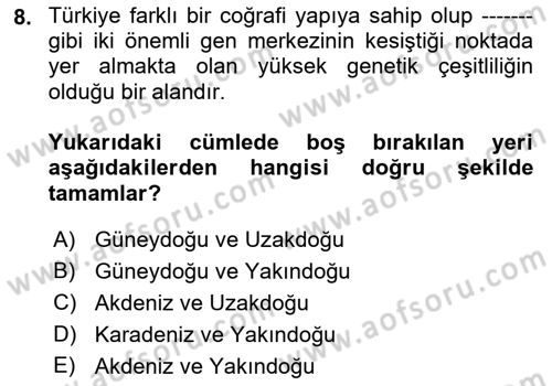 Tarım Ekonomisi Dersi 2021 - 2022 Yılı Yaz Okulu Sınav Soruları 8. Soru