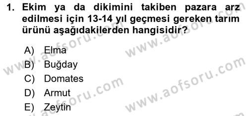 Tarım Ekonomisi Dersi 2023 - 2024 Yılı Yaz Okulu Sınav Soruları 1. Soru