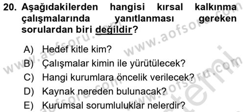 Tarım Ekonomisi Dersi 2023 - 2024 Yılı Yaz Okulu Sınav Soruları 20. Soru