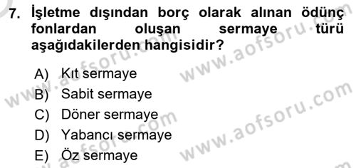 Tarım Ekonomisi Dersi 2023 - 2024 Yılı Yaz Okulu Sınav Soruları 7. Soru