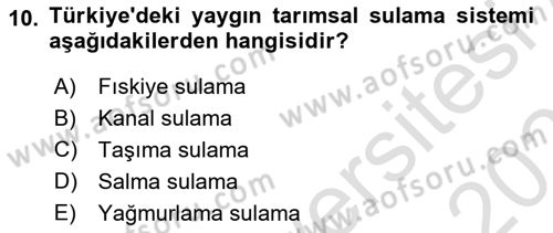 Tarım Ekonomisi Dersi 2024 - 2025 Yılı (Vize) Ara Sınav Soruları 10. Soru