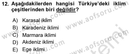 Tarım Ekonomisi Dersi 2024 - 2025 Yılı (Vize) Ara Sınav Soruları 12. Soru