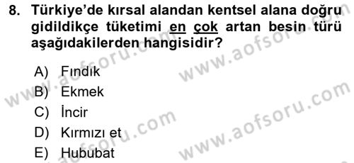 Tarım Ekonomisi Dersi 2024 - 2025 Yılı (Vize) Ara Sınav Soruları 8. Soru