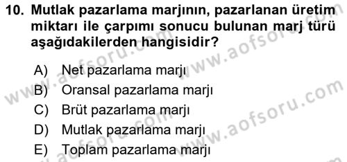 Tarım Ekonomisi Dersi 2024 - 2025 Yılı (Final) Dönem Sonu Sınav Soruları 10. Soru