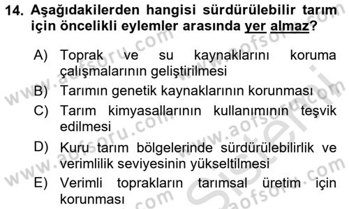 Tarım Ekonomisi Dersi 2024 - 2025 Yılı (Final) Dönem Sonu Sınav Soruları 14. Soru