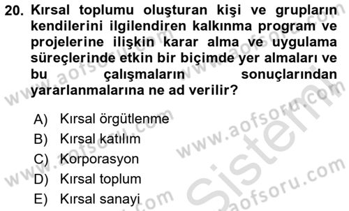 Tarım Ekonomisi Dersi 2024 - 2025 Yılı (Final) Dönem Sonu Sınav Soruları 20. Soru