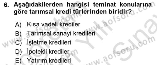 Tarım Ekonomisi Dersi 2024 - 2025 Yılı (Final) Dönem Sonu Sınav Soruları 6. Soru