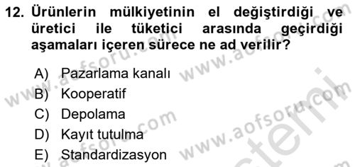 Tarım Ekonomisi Dersi 2024 - 2025 Yılı Yaz Okulu Sınav Soruları 12. Soru