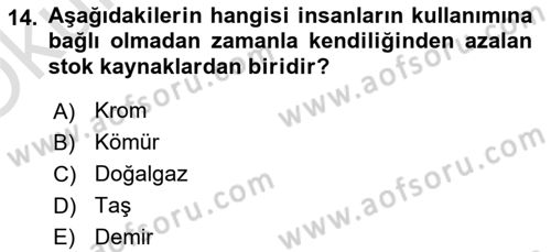 Tarım Ekonomisi Dersi 2024 - 2025 Yılı Yaz Okulu Sınav Soruları 14. Soru
