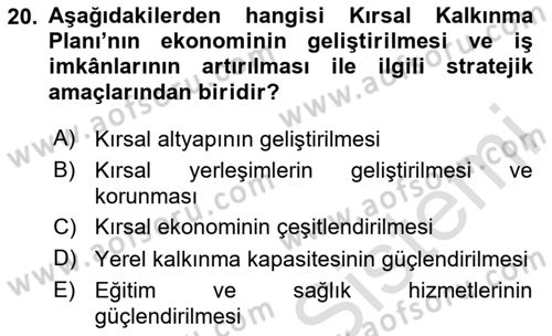 Tarım Ekonomisi Dersi 2024 - 2025 Yılı Yaz Okulu Sınav Soruları 20. Soru