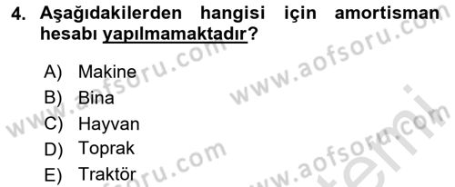 Tarım Ekonomisi Dersi 2024 - 2025 Yılı Yaz Okulu Sınav Soruları 4. Soru