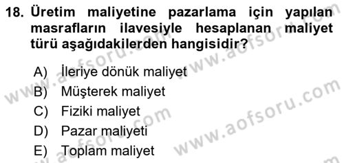 Tarım Ekonomisi Dersi 2025 - 2026 Yılı (Vize) Ara Sınav Soruları 18. Soru