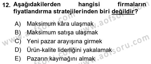 Tarım Ekonomisi Dersi 2025 - 2026 Yılı (Final) Dönem Sonu Sınav Soruları 12. Soru
