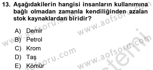 Tarım Ekonomisi Dersi 2025 - 2026 Yılı (Final) Dönem Sonu Sınav Soruları 13. Soru