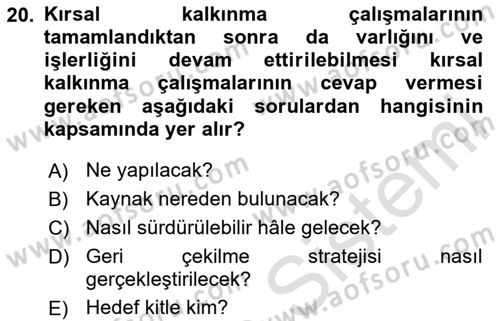 Tarım Ekonomisi Dersi 2025 - 2026 Yılı (Final) Dönem Sonu Sınav Soruları 20. Soru