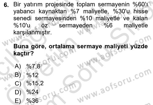 Tarım Ekonomisi Dersi 2025 - 2026 Yılı (Final) Dönem Sonu Sınav Soruları 6. Soru