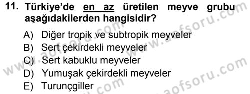 Bahçe Tarımı 1 Dersi 2012 - 2013 Yılı (Vize) Ara Sınav Soruları 11. Soru
