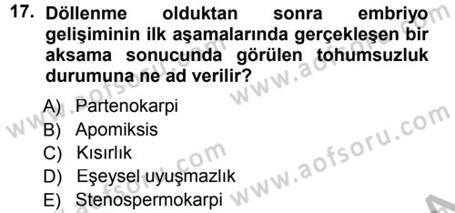 Bahçe Tarımı 1 Dersi 2012 - 2013 Yılı (Vize) Ara Sınav Soruları 17. Soru