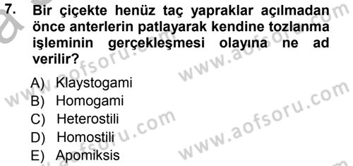 Bahçe Tarımı 1 Dersi 2012 - 2013 Yılı (Vize) Ara Sınav Soruları 7. Soru