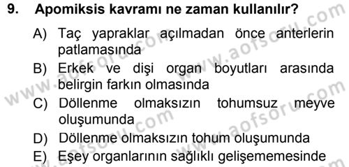 Bahçe Tarımı 1 Dersi 2012 - 2013 Yılı (Vize) Ara Sınav Soruları 9. Soru