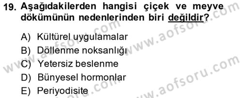 Bahçe Tarımı 1 Dersi 2013 - 2014 Yılı (Vize) Ara Sınav Soruları 19. Soru