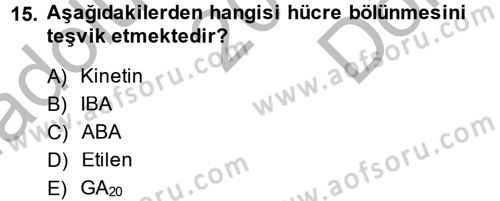 Bahçe Tarımı 1 Dersi 2013 - 2014 Yılı (Final) Dönem Sonu Sınav Soruları 15. Soru