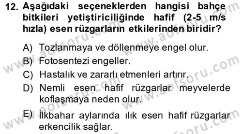 Bahçe Tarımı 1 Dersi 2014 - 2015 Yılı (Vize) Ara Sınav Soruları 12. Soru