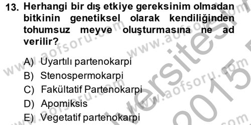 Bahçe Tarımı 1 Dersi 2014 - 2015 Yılı (Vize) Ara Sınav Soruları 13. Soru