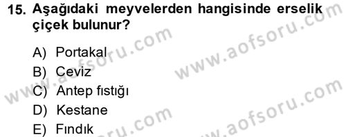 Bahçe Tarımı 1 Dersi 2014 - 2015 Yılı (Vize) Ara Sınav Soruları 15. Soru
