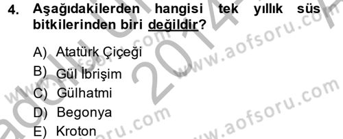 Bahçe Tarımı 1 Dersi 2014 - 2015 Yılı (Vize) Ara Sınav Soruları 4. Soru