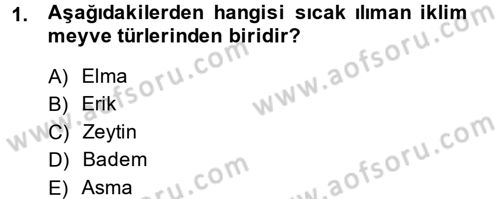 Bahçe Tarımı 1 Dersi 2014 - 2015 Yılı (Final) Dönem Sonu Sınav Soruları 1. Soru