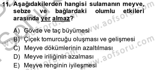Bahçe Tarımı 1 Dersi 2014 - 2015 Yılı (Final) Dönem Sonu Sınav Soruları 11. Soru