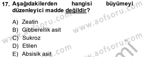 Bahçe Tarımı 1 Dersi 2014 - 2015 Yılı (Final) Dönem Sonu Sınav Soruları 17. Soru