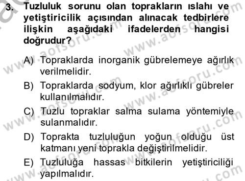 Bahçe Tarımı 1 Dersi 2014 - 2015 Yılı (Final) Dönem Sonu Sınav Soruları 3. Soru