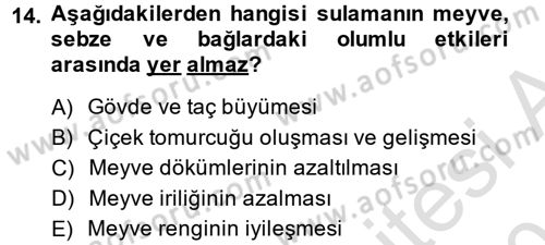 Bahçe Tarımı 1 Dersi 2014 - 2015 Yılı Tek Ders Sınav Soruları 14. Soru