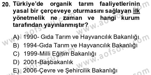 Bahçe Tarımı 1 Dersi 2014 - 2015 Yılı Tek Ders Sınav Soruları 20. Soru