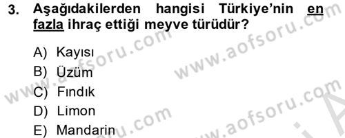 Bahçe Tarımı 1 Dersi 2014 - 2015 Yılı Tek Ders Sınav Soruları 3. Soru