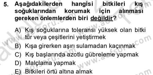 Bahçe Tarımı 1 Dersi 2014 - 2015 Yılı Tek Ders Sınav Soruları 5. Soru