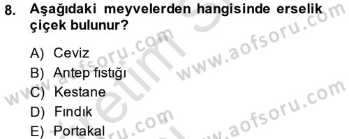 Bahçe Tarımı 1 Dersi 2014 - 2015 Yılı Tek Ders Sınav Soruları 8. Soru