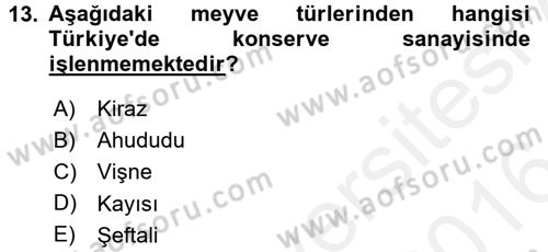 Bahçe Tarımı 1 Dersi 2015 - 2016 Yılı (Vize) Ara Sınav Soruları 13. Soru
