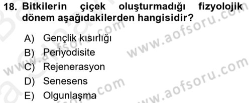 Bahçe Tarımı 1 Dersi 2015 - 2016 Yılı (Vize) Ara Sınavı 18. Soru