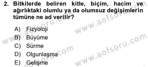 Bahçe Tarımı 1 Dersi 2015 - 2016 Yılı (Vize) Ara Sınav Soruları 2. Soru