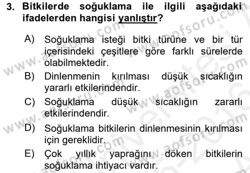 Bahçe Tarımı 1 Dersi 2015 - 2016 Yılı (Vize) Ara Sınavı 3. Soru
