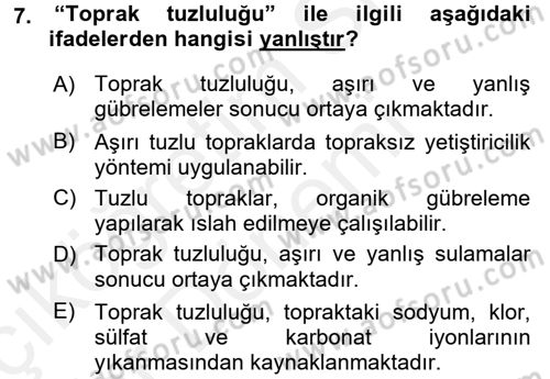 Bahçe Tarımı 1 Dersi 2015 - 2016 Yılı (Vize) Ara Sınav Soruları 7. Soru